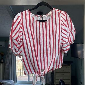 Front tie striped crop
